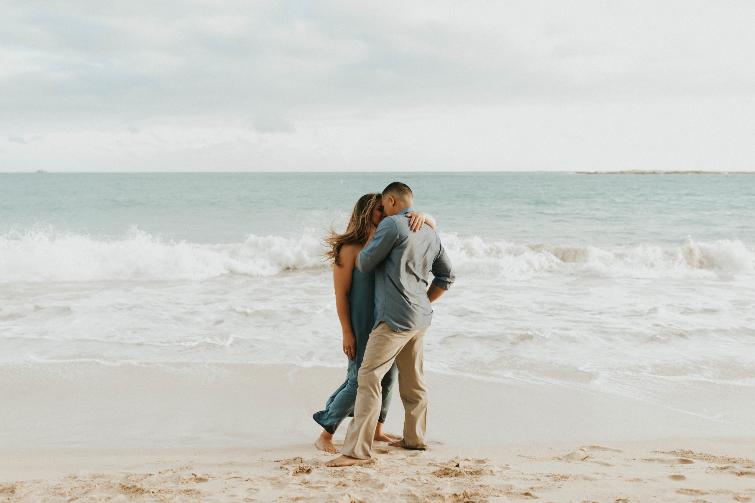 couple on kailua beach engagement photo