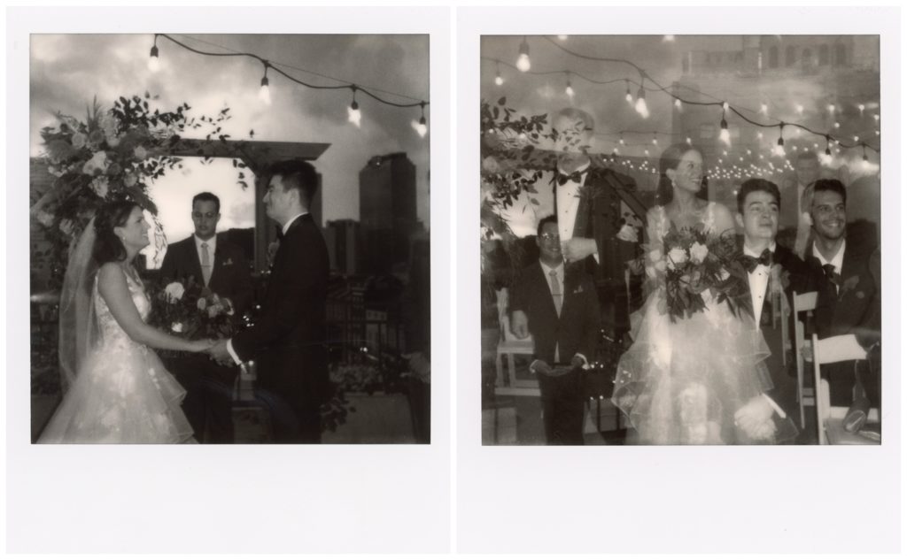 Black and white Polaroids from the wedding ceremony