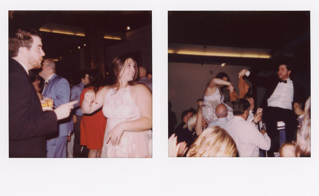 Guests dance the horah at a reception