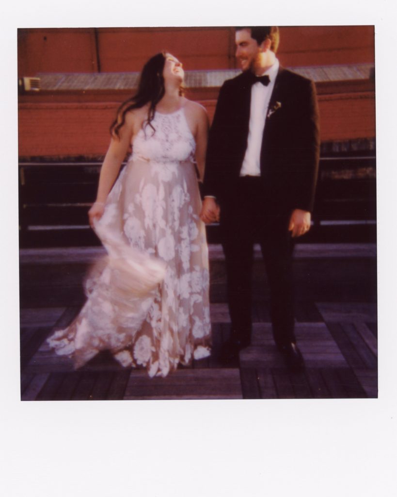 bride and groom polaroid photo in new orleans