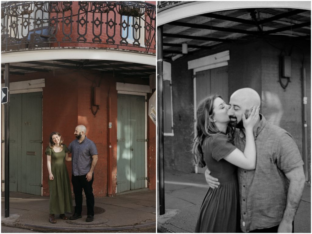Omar and Anastasia hold hands in a French Quarter street.